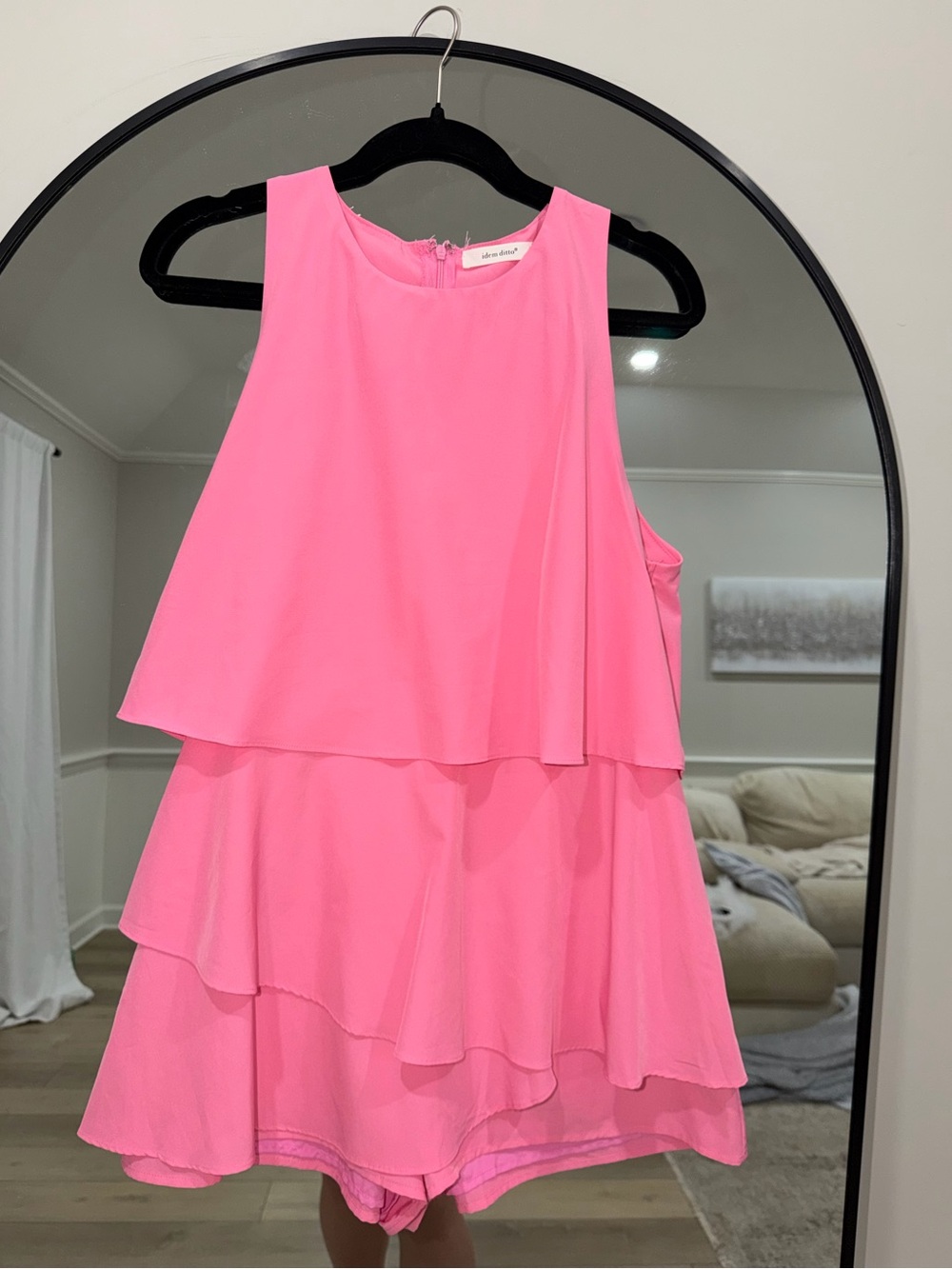 Women's Pink Tiered Chiffon Romper - Sleeveless Jumpsuit